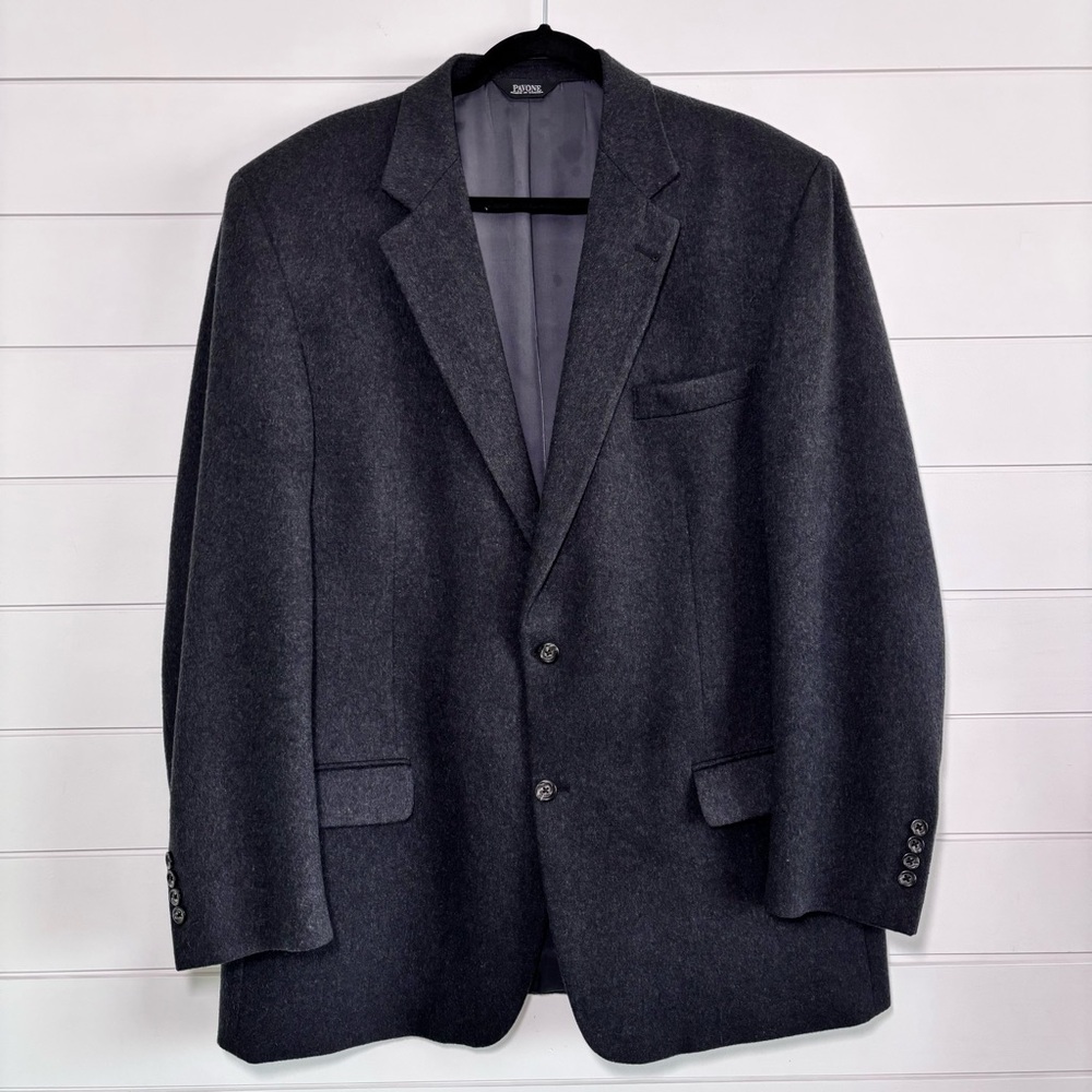 Pavone Cashmere Jacket Mens‎ 46L Cashmere Black Blazer Sport Coat Classic